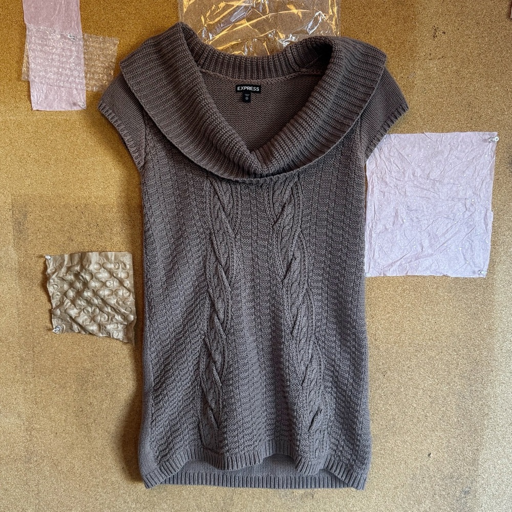Express Women's Taupe Cowl Neck Sweater